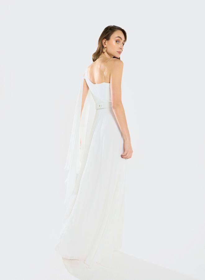 House of Moda Women One-Shoulder Draped Gown Maxi Dress - Image 5